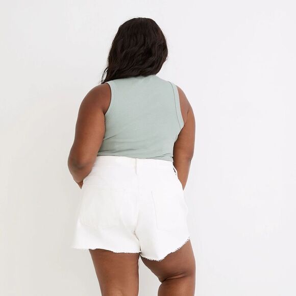 Madewell White High Rise Plus Relaxed Denim Jean Shorts Women's Size 18W i - Picture 3 of 12